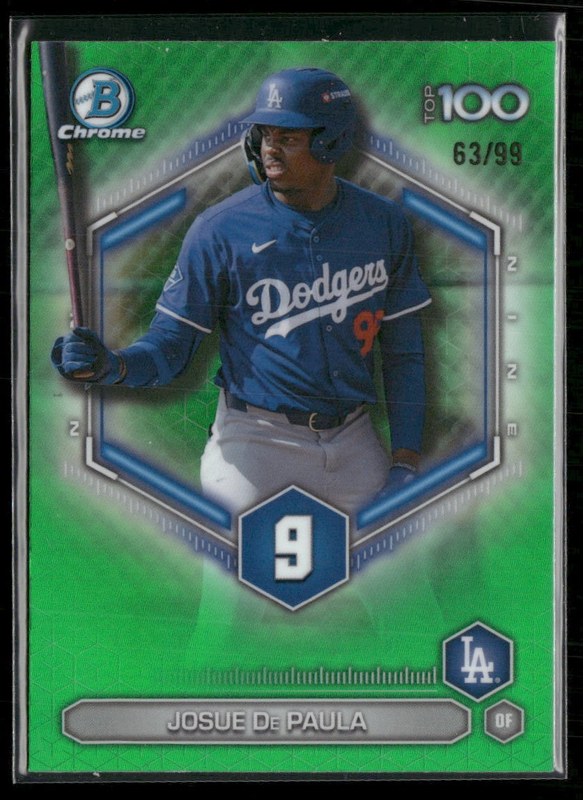 2026 Bowman Bowman Scouts' Top 100 Green Refractor Josue De Paula #/99 #BTP-9