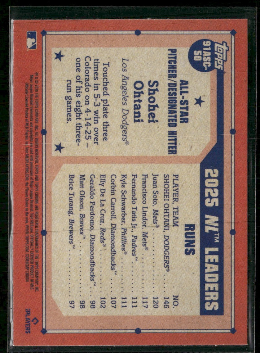 2026 Topps 1991 Baseball 35th Anniversa Chrome All-Stars Shohei Ohtani #91ASC-50