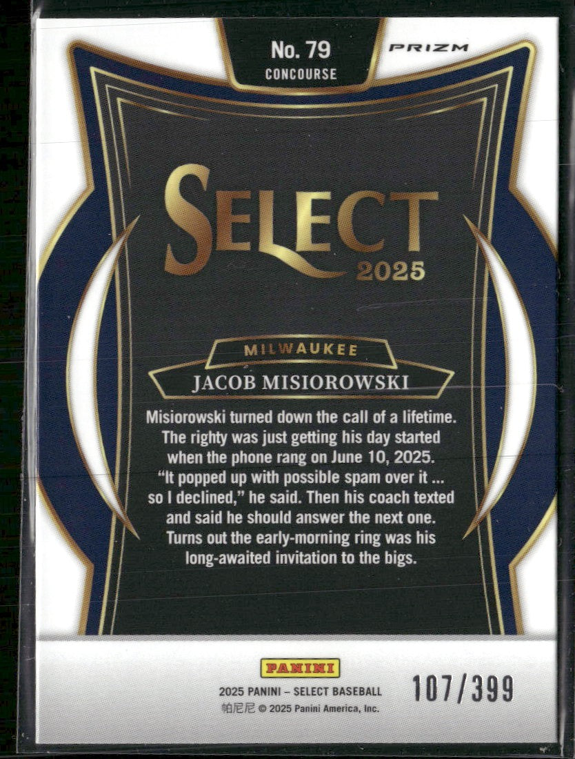 2025 Panini Select Red and Blue Prizm Jacob Misiorowski #/399 #79