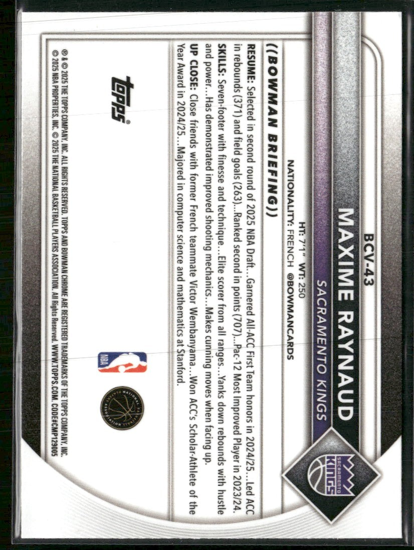 2025-26 Bowman Chrome Green Mojo Refractor Maxime Raynaud #/99 #BCV-43