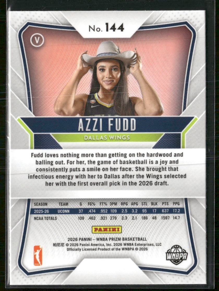 2026 Panini WNBA Prizm Rookie Azzi Fudd #144