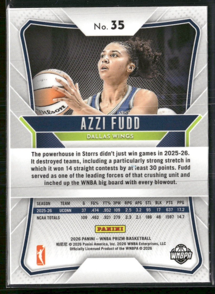 2026 Panini WNBA Prizm Rookie Azzi Fudd #35