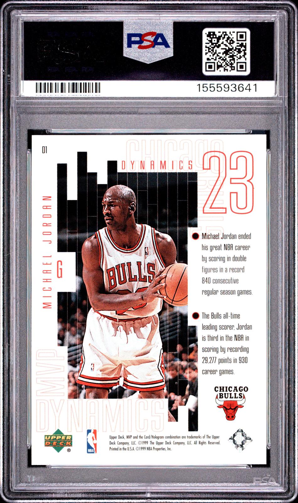 1999 Upper Deck Mvp Dynamics Michael Jordan 9 PSA #D1