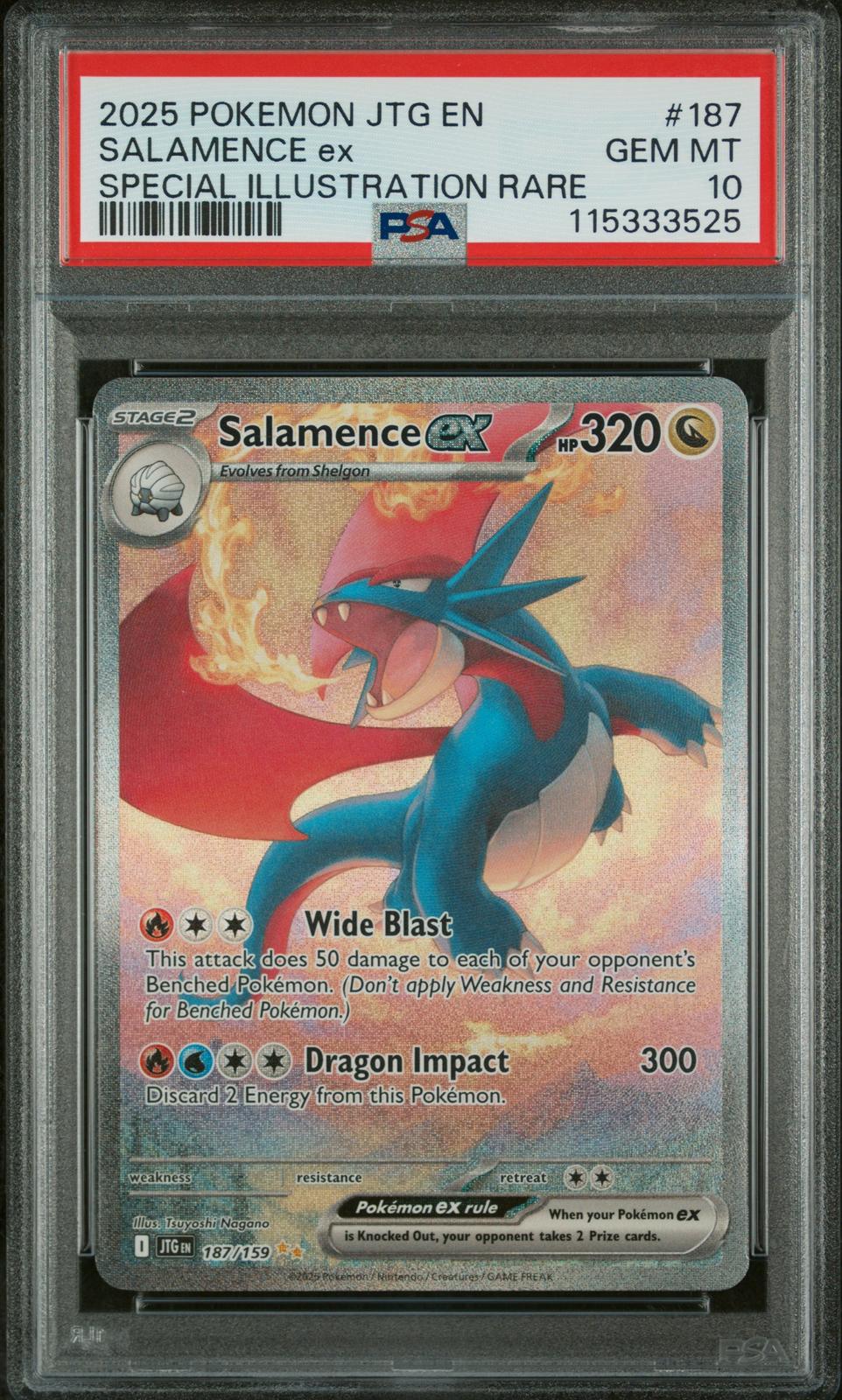 2025 Pokemon Journey Together Special Illustration Rare Salamence Ex 10 PSA #187