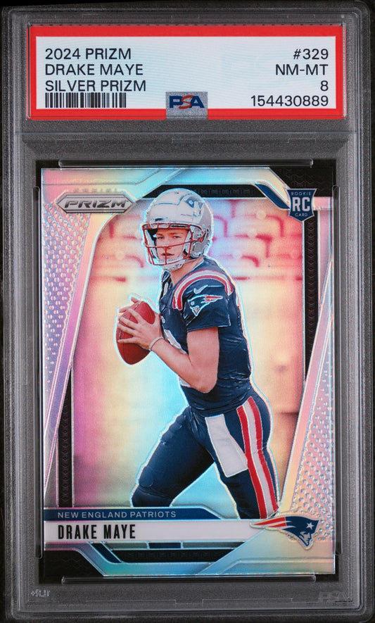 2024 Panini Prizm Silver Prizm Drake Maye 8 PSA #329