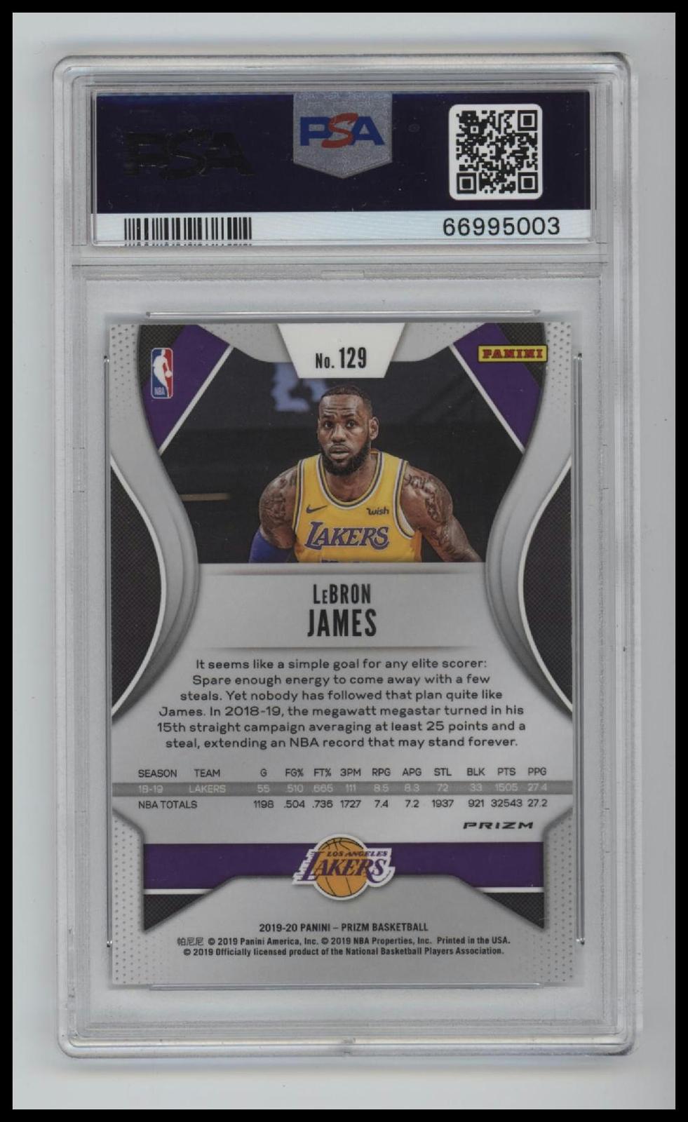 2019 Panini Prizm Silver Prizm Lebron James 9 PSA #129