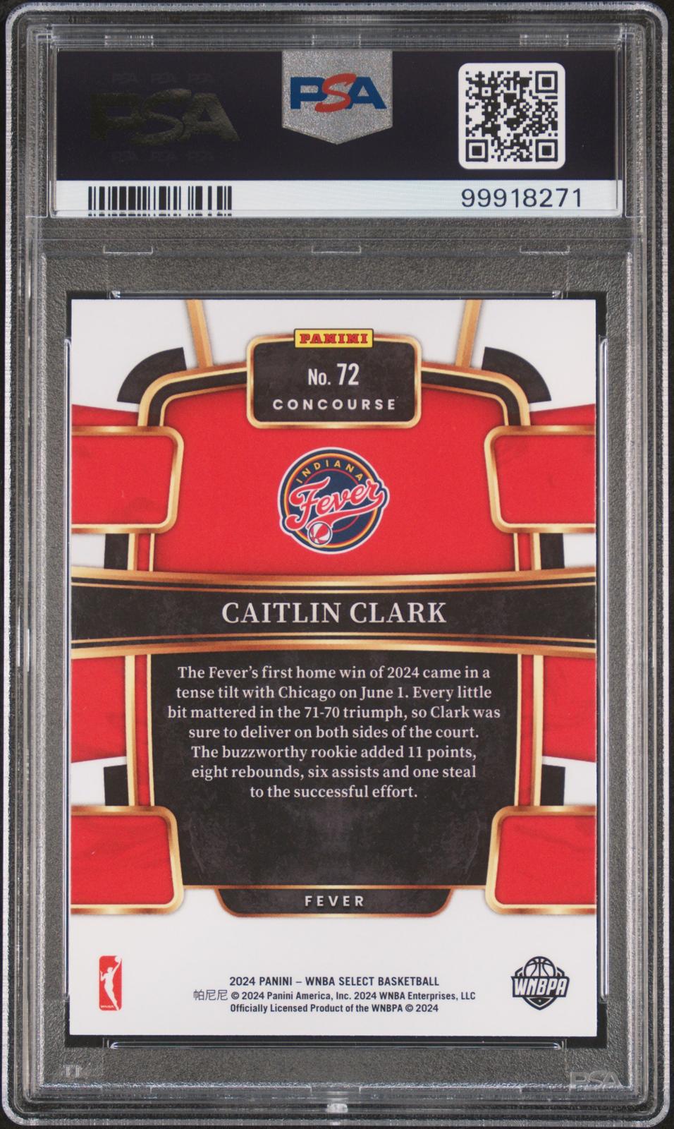 2024 Panini Select Wnba Caitlin Clark 9 PSA #72