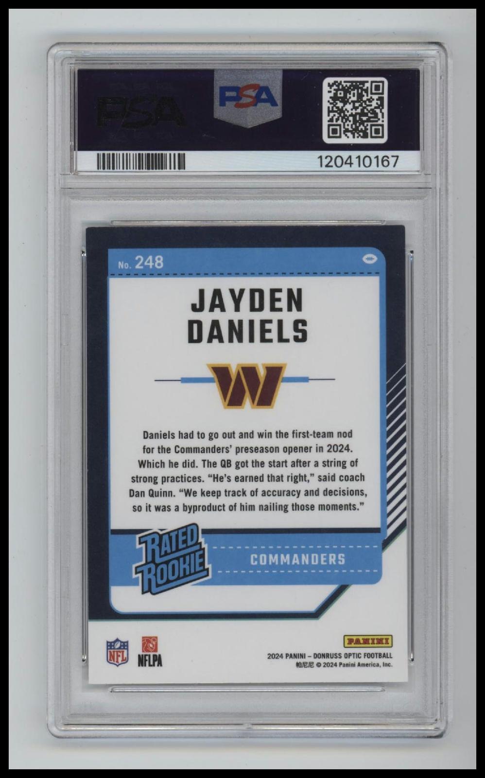 2024 Panini Donruss Optic Jayden Daniels 9 PSA #248