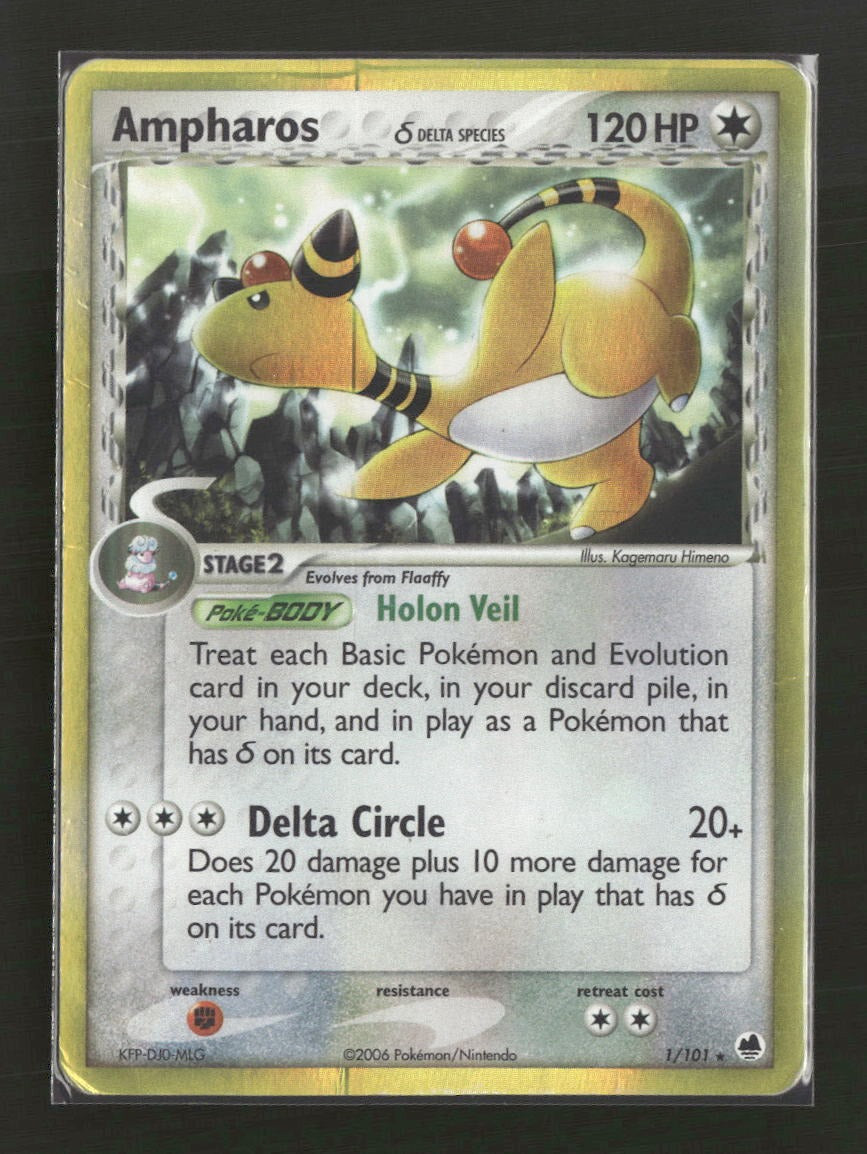 EX Dragon Frontiers Ampharos (Delta Species) #1/101 Damaged