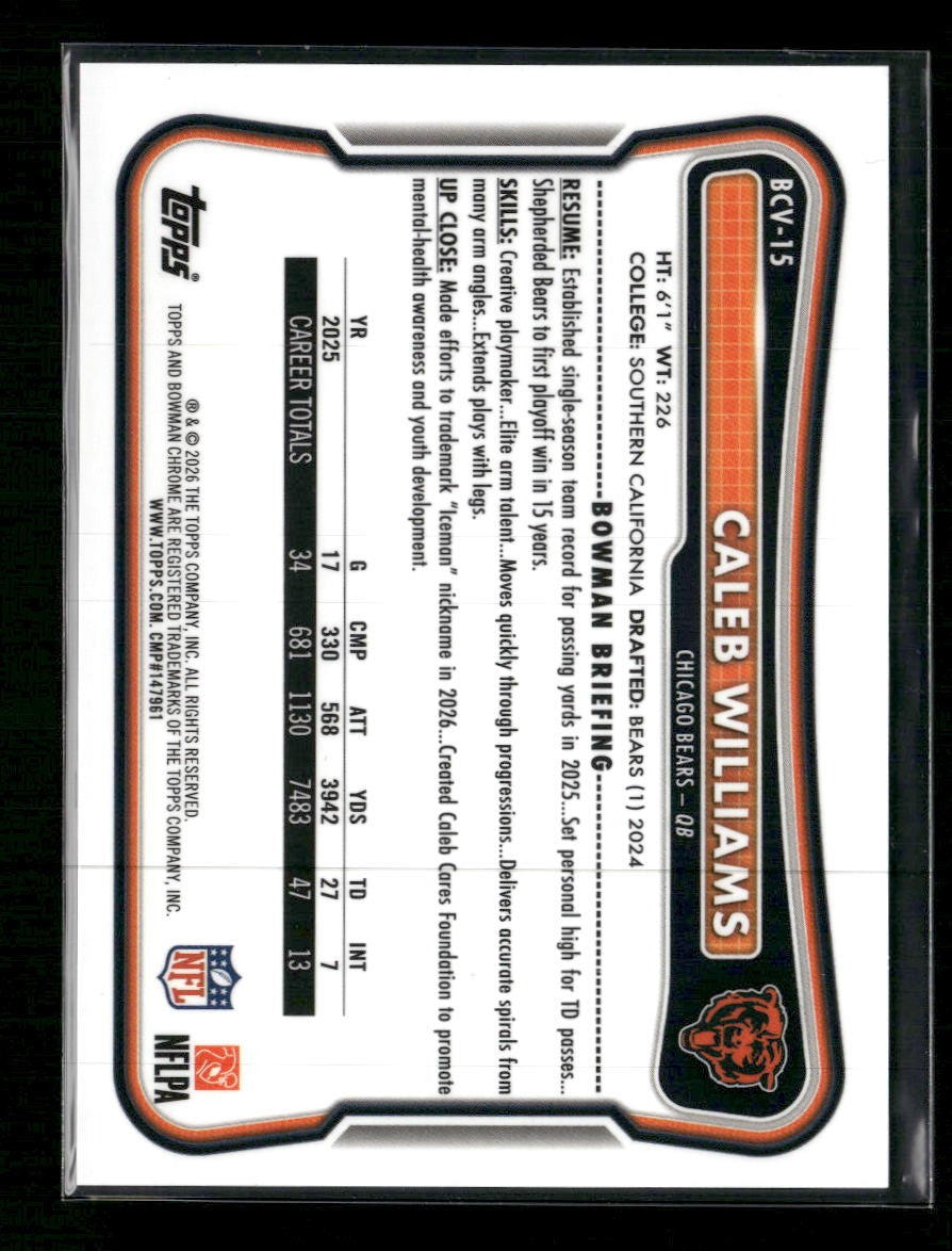 2026 Bowman Chrome Pink Refractor Caleb Williams #/299 #BCV-15