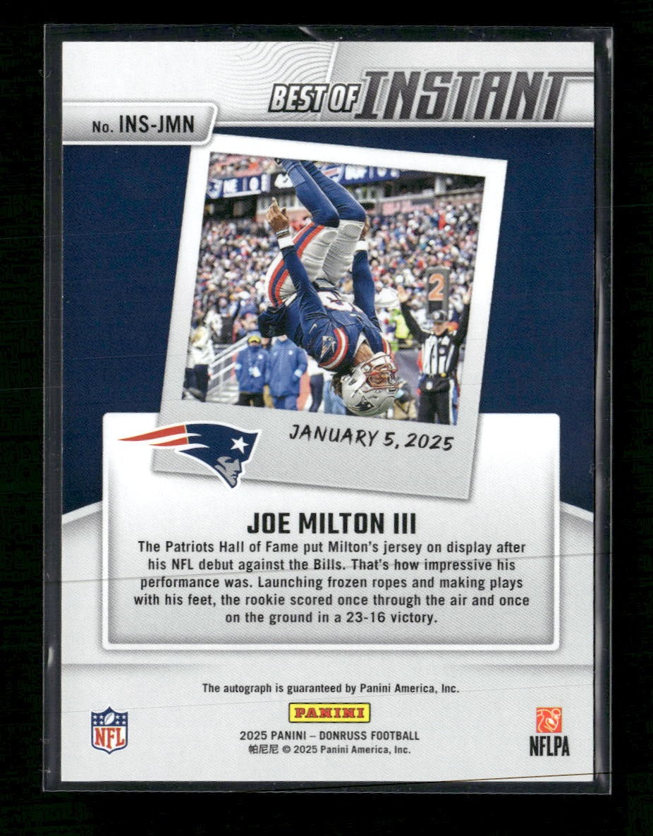 2025 Donruss Best of Instant Autographs Joe Milton III #/99 AU #INS-JMN