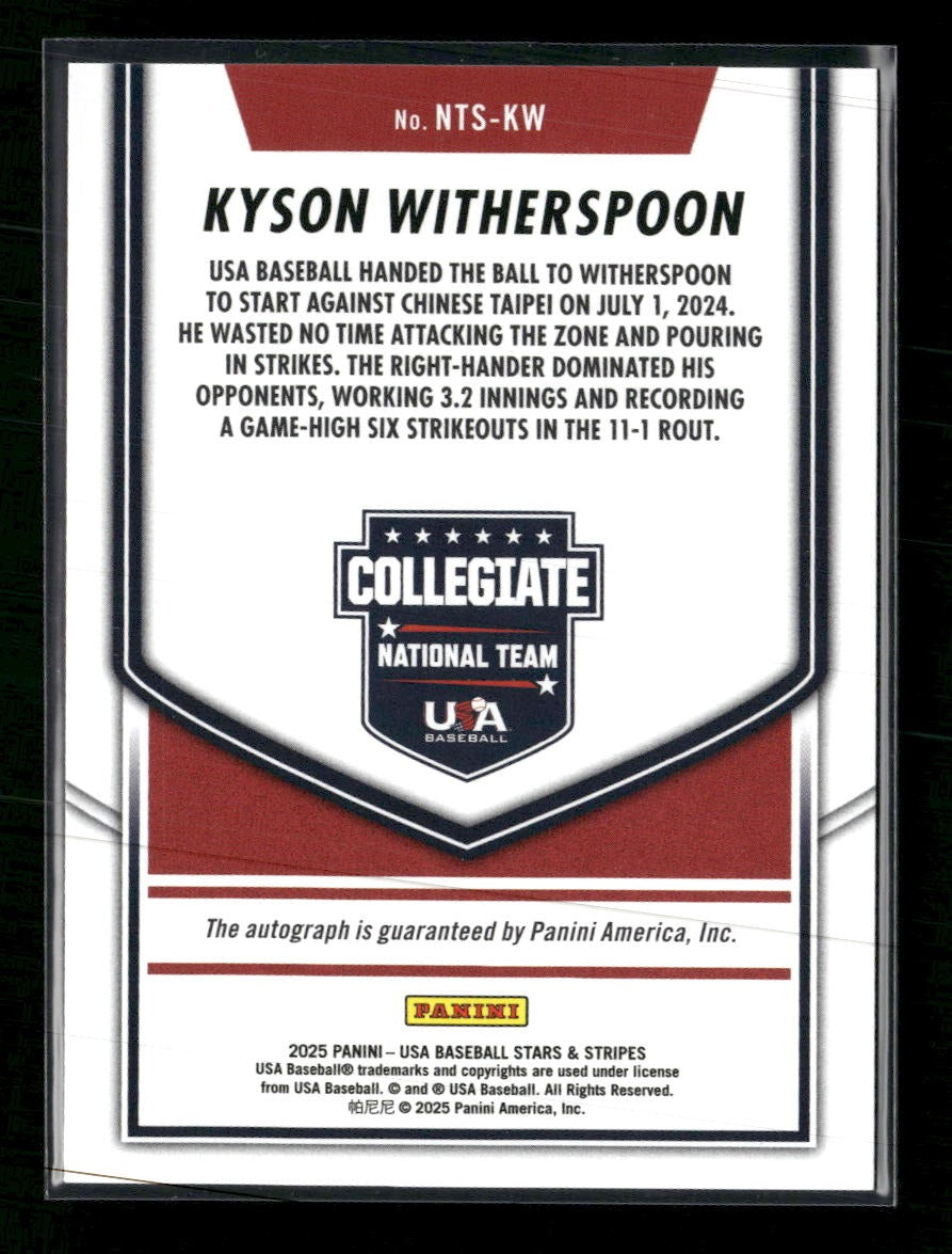 2025 Panini S&S USA Collegiate National AU Red Kyson Witherspoon /99 AU #NTS-KW