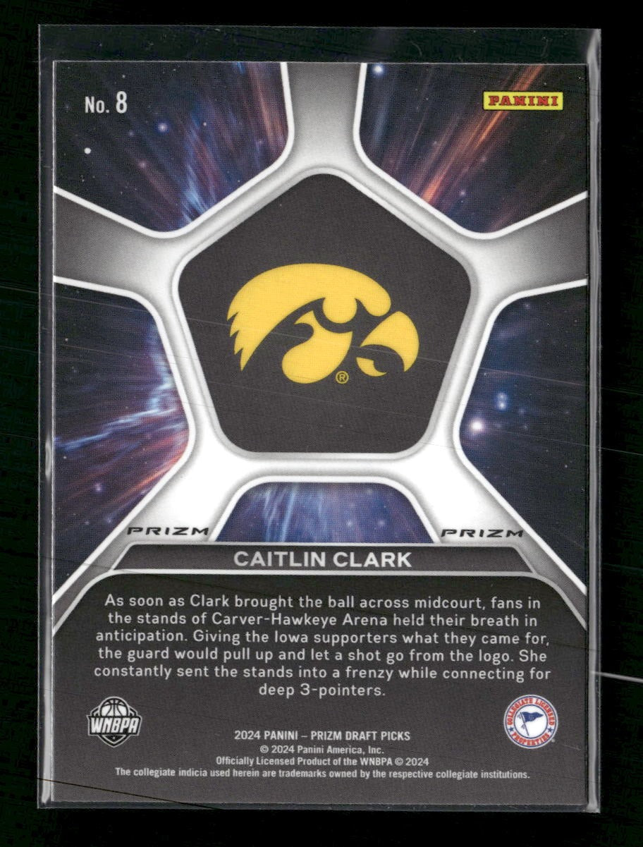 2024 Panini Draft Deep Space Prizm Silver Caitlin Clark #8 (Print lines On Back)