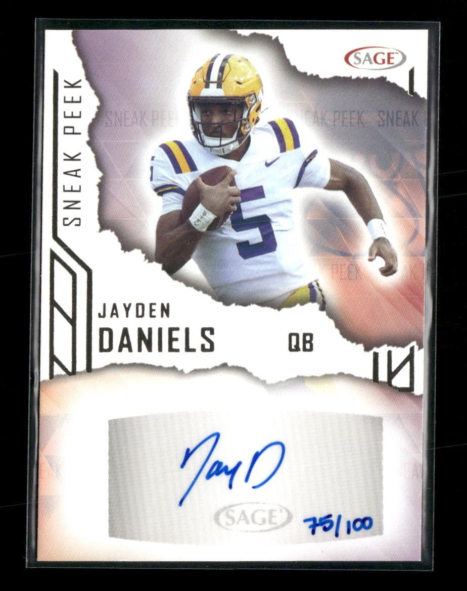 2023 SAGE HIT Sneak Peek AU Gold (Low Series) Jayden Daniels #/100 AU #SPA-JD