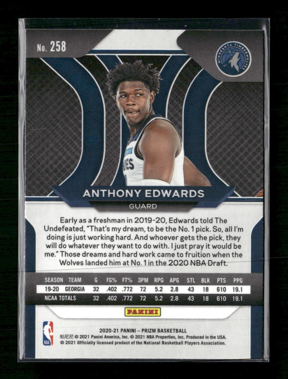 2020-21 Panini Prizm Anthony Edwards RC #258
