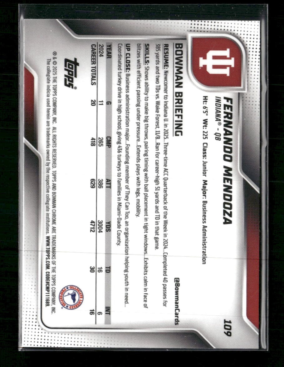 2025 Bowman University Chrome Fernando Mendoza #109