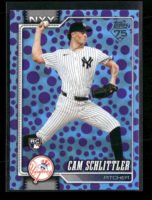 2026 Topps Holiday Polka Dots Purple / Blue Cam Schlittler #111