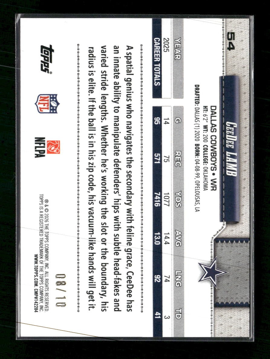 2026 Topps Flagship Black Diamante Foil CeeDee Lamb #/10 #54