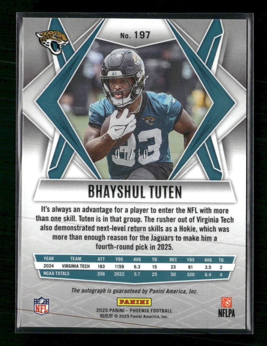 2025 Panini Phoenix Gold Lava Prizm Bhayshul Tuten RC #/10 #218