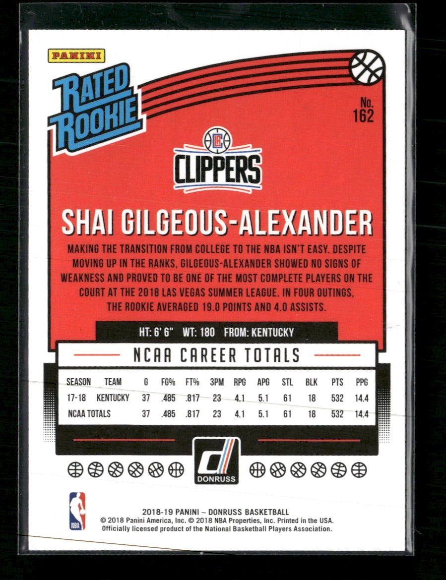 2018-19 Donruss Shai Gilgeous-Alexander RC #162
