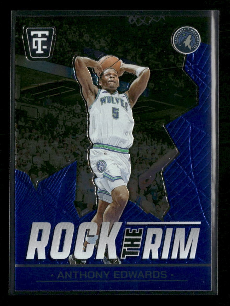 24-25 Panini Totally Certified Rock the Rim Mirror Blue Anthony Edwards /265 #10