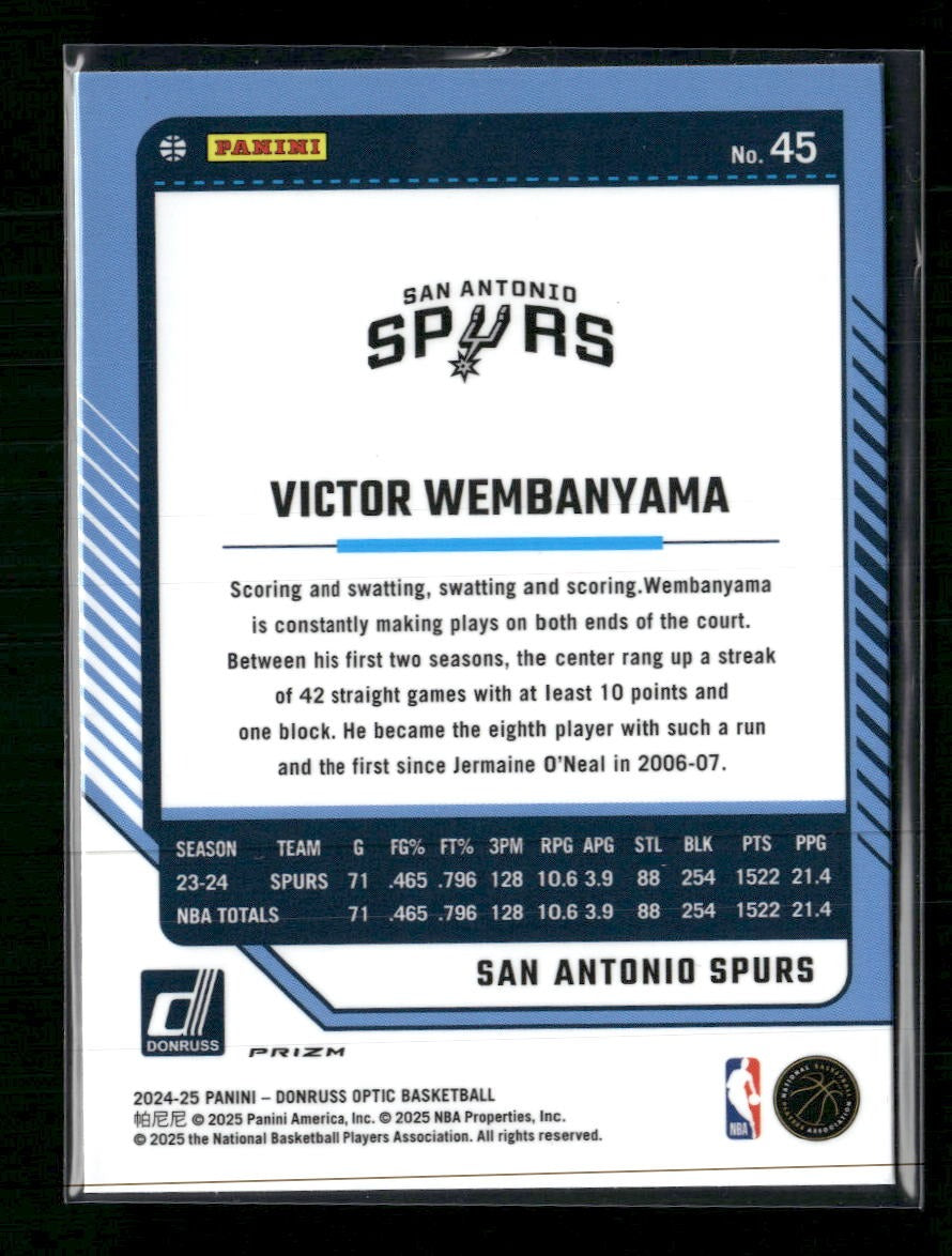 2024-25 Donruss Optic Green Seismic Victor Wembanyama #45