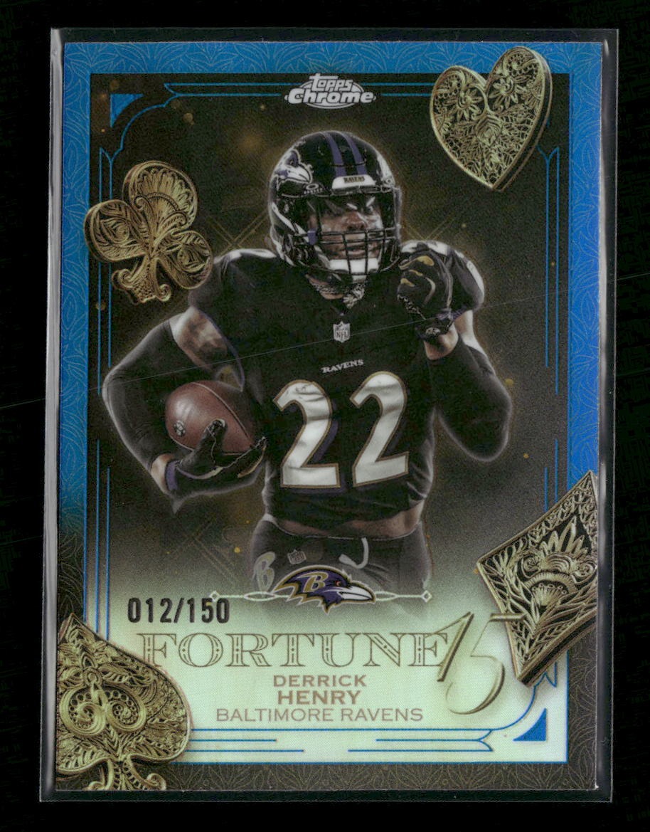 2025 Topps Chrome Fortune 15 Blue Refractor Derrick Henry #/150 #F15-10