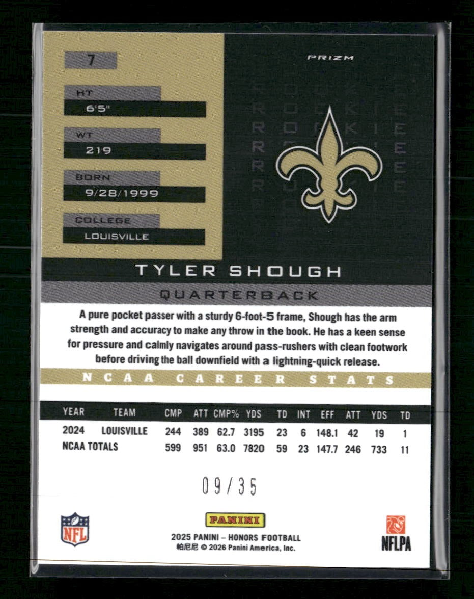 2025 Panini Honors 2002 Honors Rookies Red Tyler Shough #/35 #7