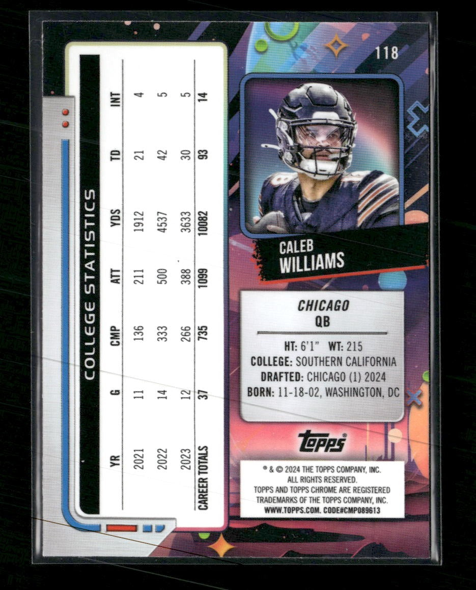 2024 Topps Chrome Cosmic Blue Moon Refractor Caleb Williams #/99 #118
