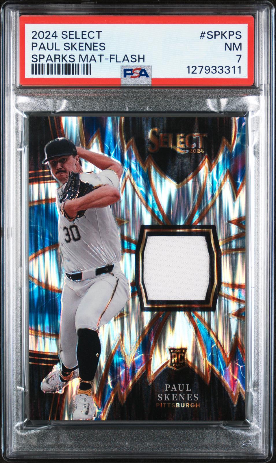 2024 Panini Select Sparks Materials Sparks Mat-Flash Paul Skenes 7 PSA #SPKPS