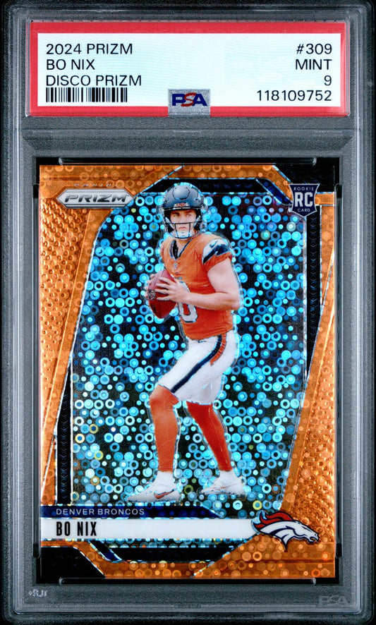 2024 Panini Prizm Disco Prizm Bo Nix 9 PSA #309