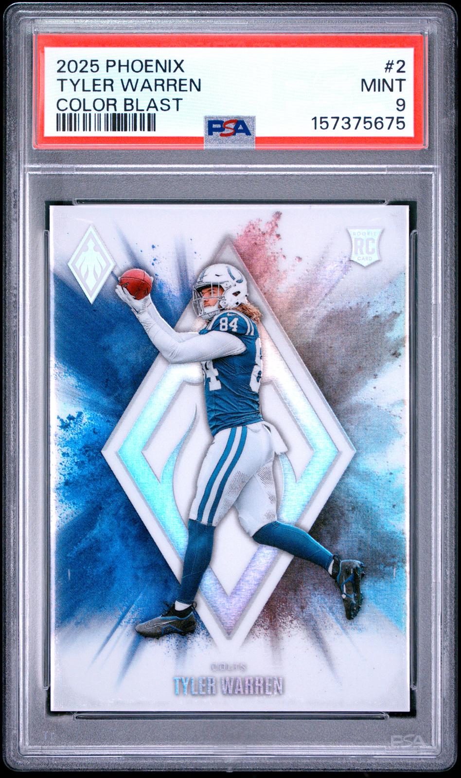 2025 Panini Phoenix Color Blast Tyler Warren 9 PSA #2