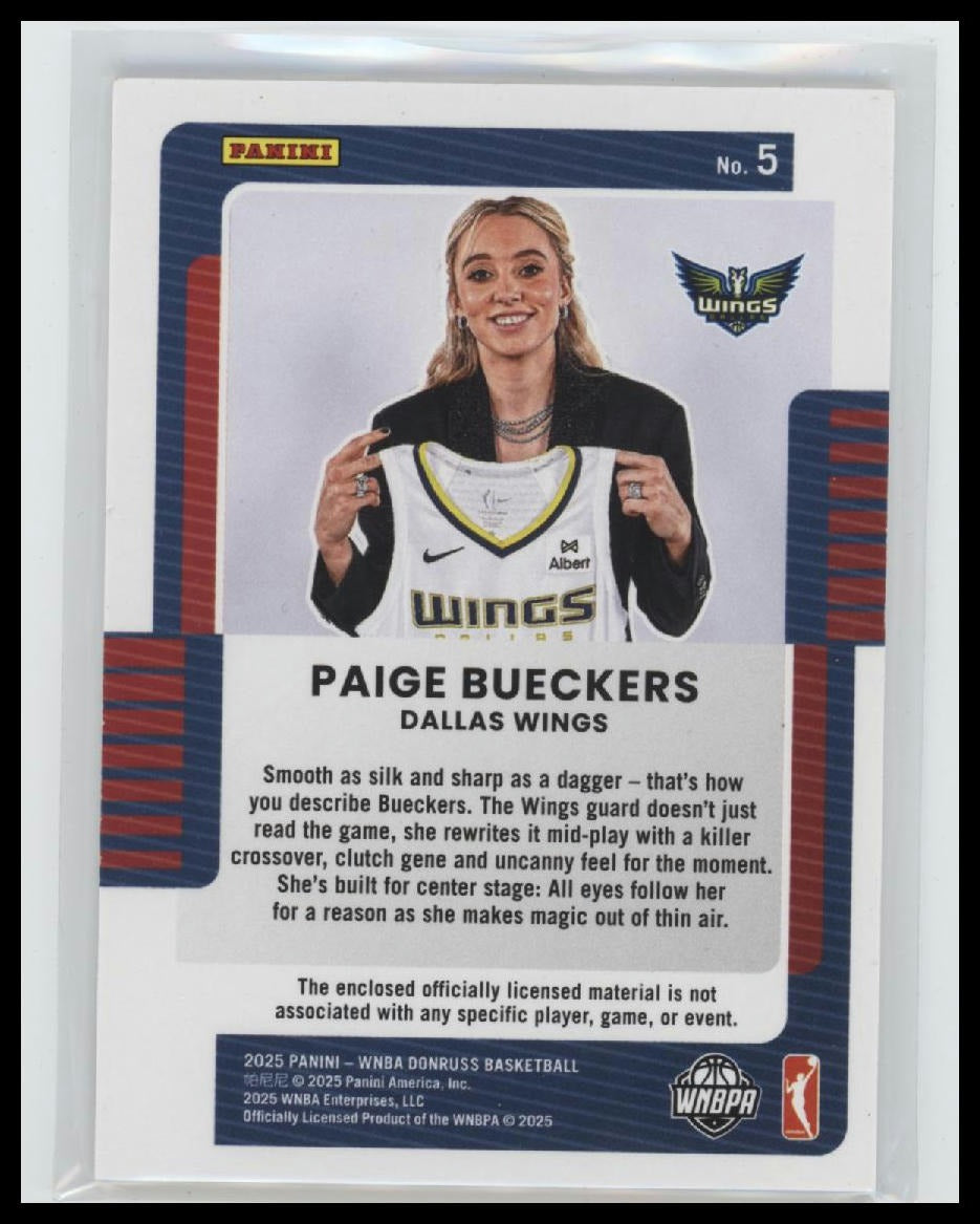 2025 Donruss WNBA Rookie Jerseys Paige Bueckers #5