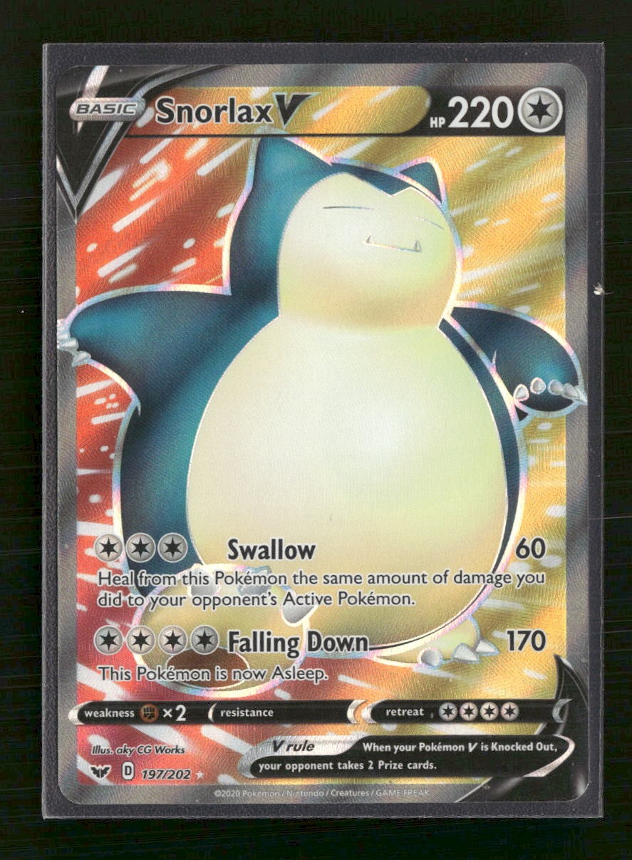 SWSH01: Sword & Shield Base Set Snorlax V (Full Art) #197/202