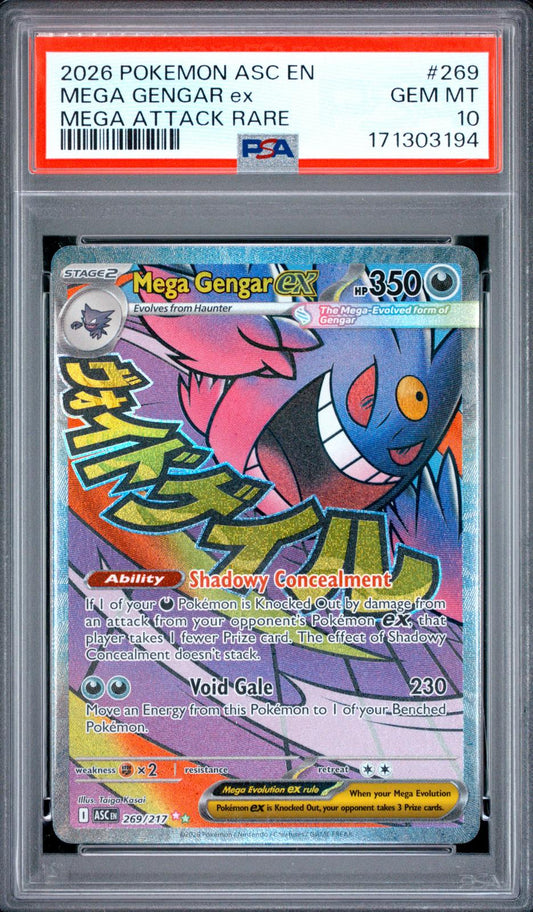 2026 Pokemon Asc En-Ascended Heroes Mega Attack Rare Mega Gengar Ex 10 PSA #269