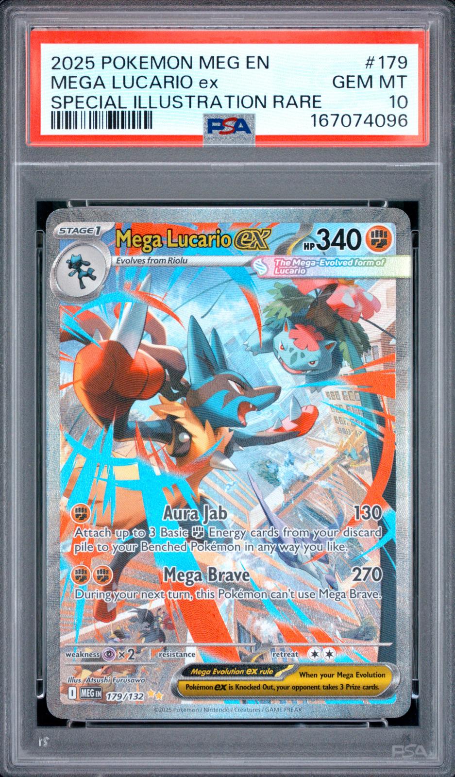 2025 Pokemon Mega Evolution Special Illustration Mega Lucario Ex 10 PSA #179