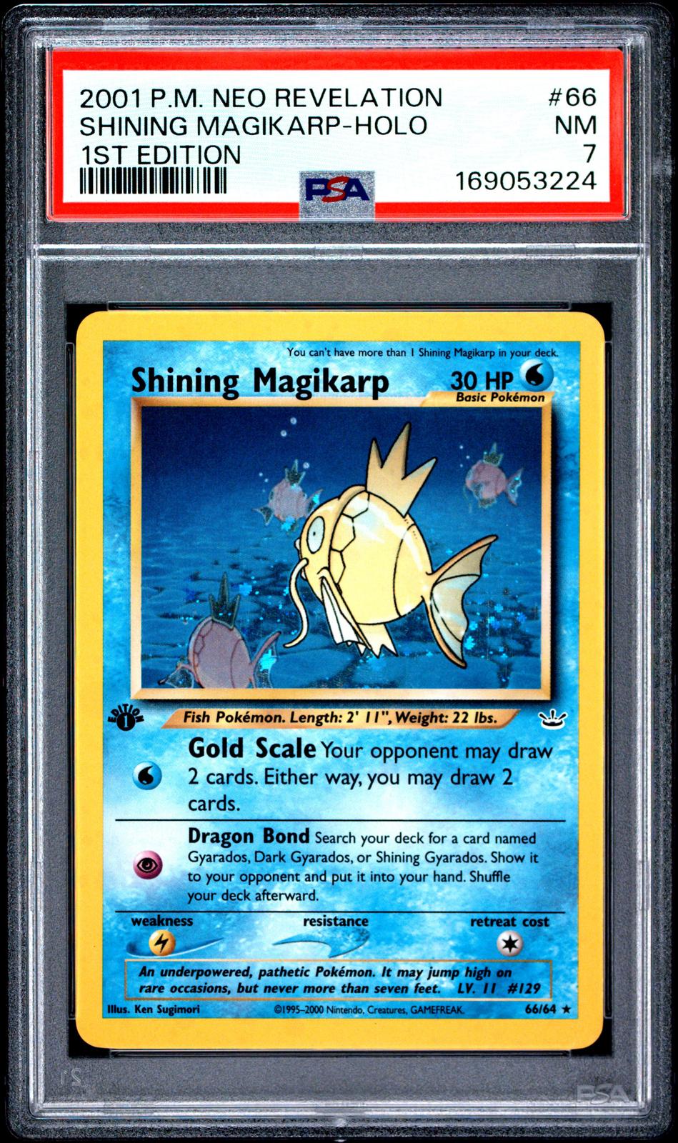 2001 Pokemon Neo Revelation 1st Edition Shining Magikarp-Holo 7 PSA #66