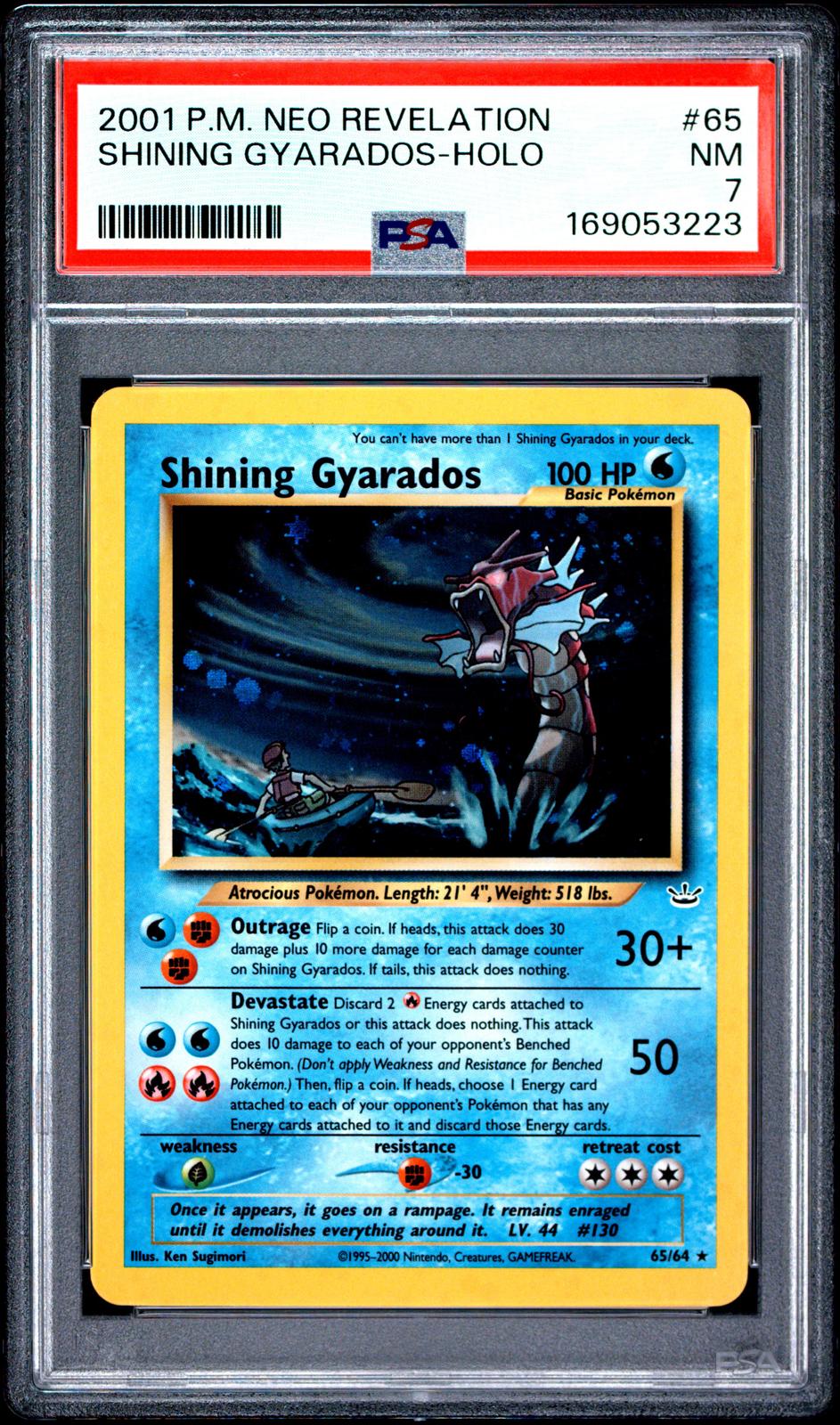 2001 Pokemon Neo Revelation Shining Gyarados-Holo 7 PSA #65