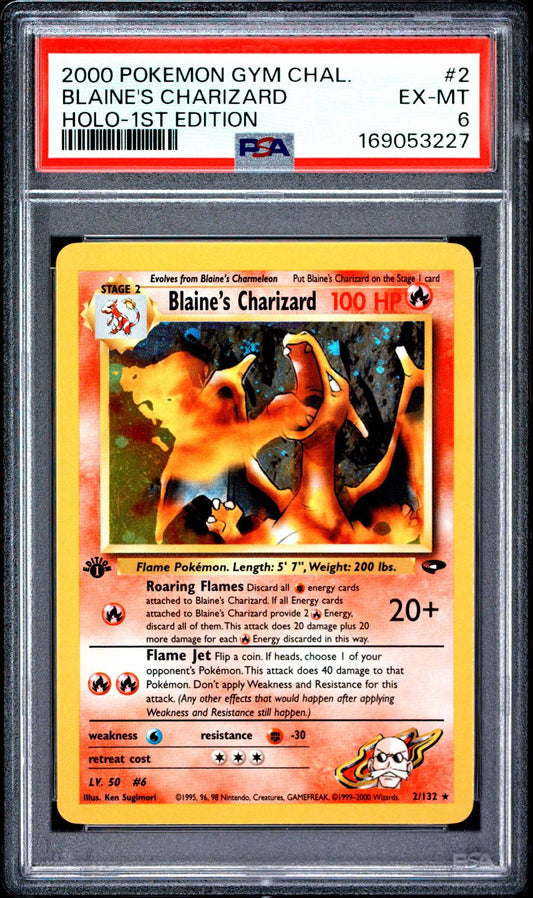 2000 Pokemon Gym Challenge Holo-1st Edition Blaine'S Charizard 6 PSA #2