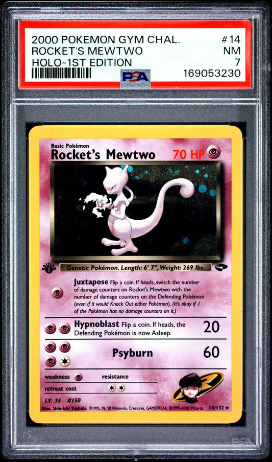 2000 Pokemon Gym Challenge Holo-1st Edition Rocket'S Mewtwo 7 PSA #14