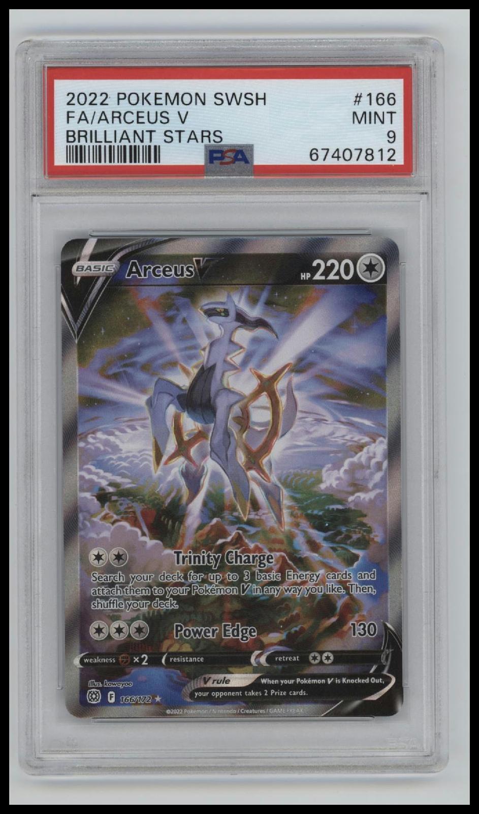 2022 Pokemon Sword & Shield Brilliant Stars Fa/Arceus V 9 PSA #166