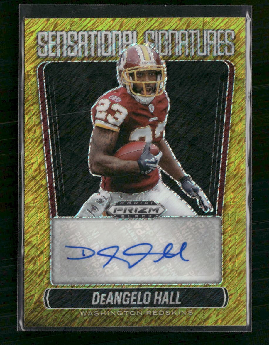 2025 Panini Prizm Black Signature Series Gold Shimmer #/10 DeAngelo Hall #SS-DHL