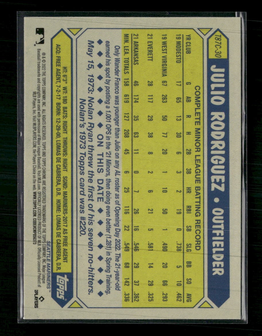 2022 Topps Update 35th Anniversary Chrome Julio Rodriguez #T87C-30
