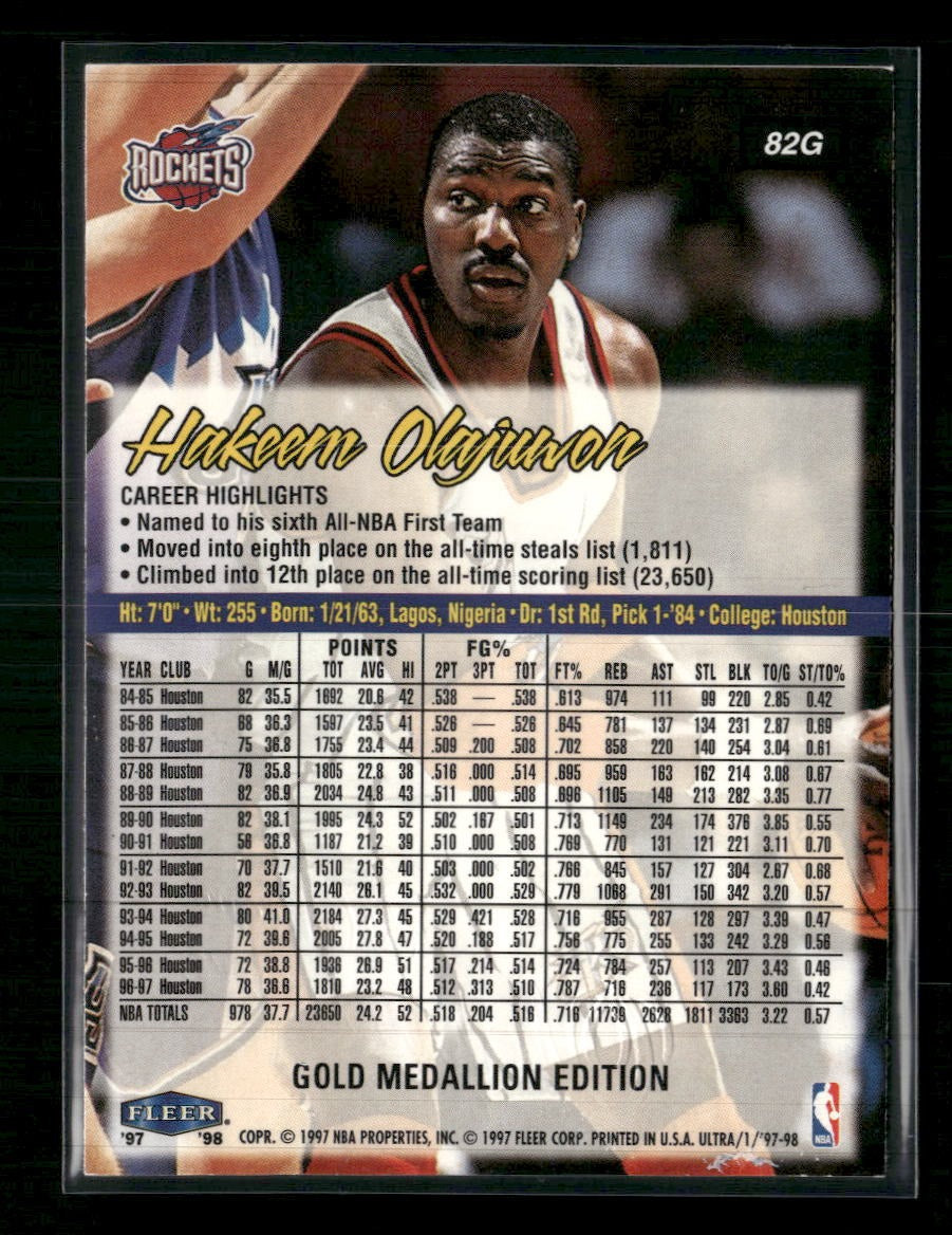 1997-98 Ultra Gold Medallion Hakeem Olajuwon #82G
