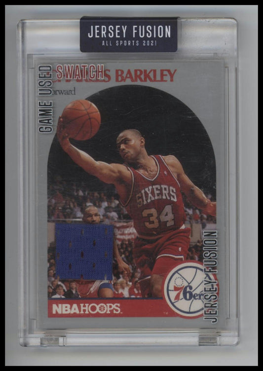 1990-91 Hoops Game Used Jersey Fusion Encased Charles Barkley #225