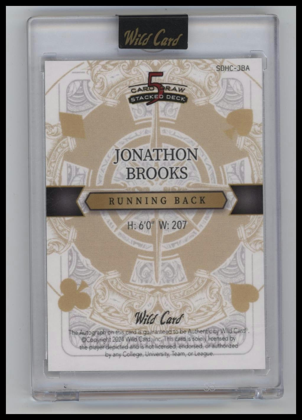 2024 Wild Card 5 Queen of Clubs Crystal Holo Gold Jonathon Brooks #/1 #SDHC-JBA