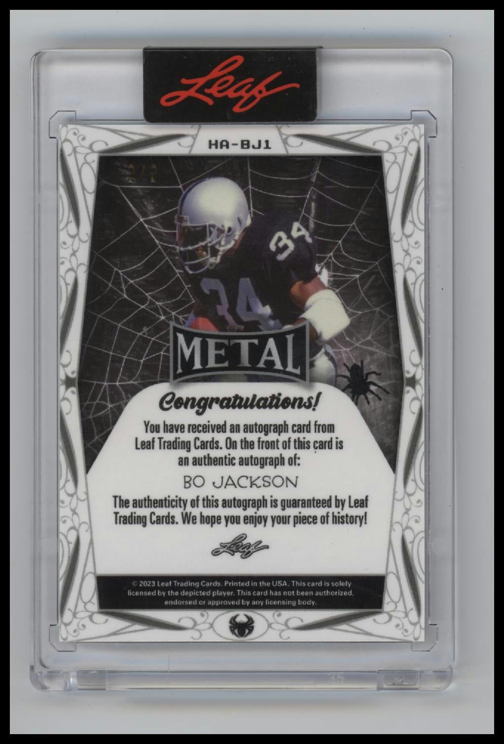 2023 Leaf Metal Halloween Exclusive Auto Spiderwebs Bo Jackson #/2 #HA-BJ1