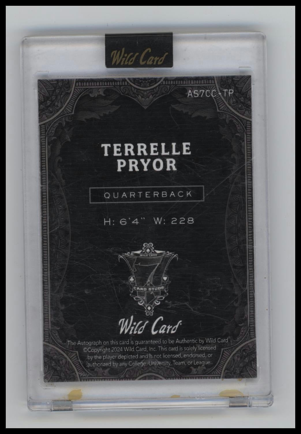 2024 Wild Card 7 Card Studs AutoSpadesChalkShatter #/3 Terrelle Pryor #AS7CC-TP
