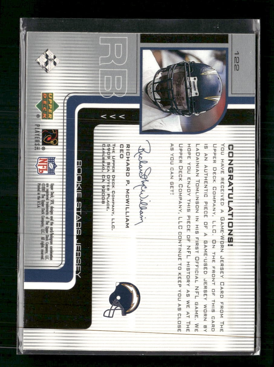 2001 SPx Platinum Blue #/250 LaDainian Tomlinson RC #122