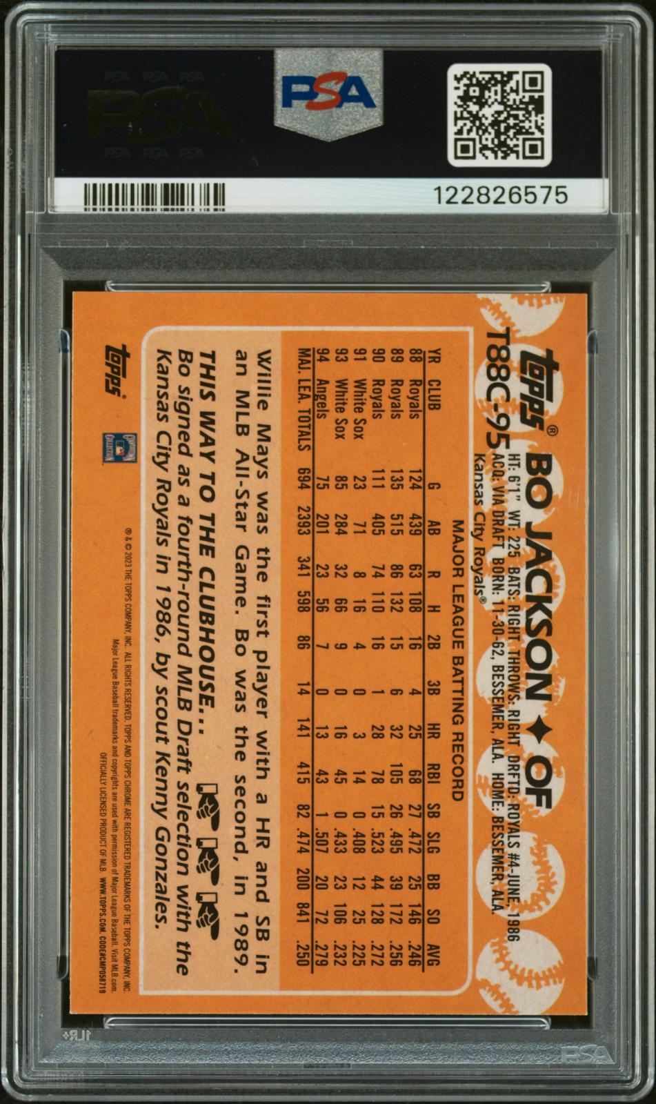 2023 Topps Silver Pack 1988 Chrome Promo Bo Jackson 9 PSA #T88C95